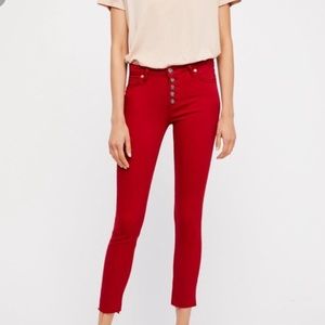 Reagan red raw hem skinnies by Free People